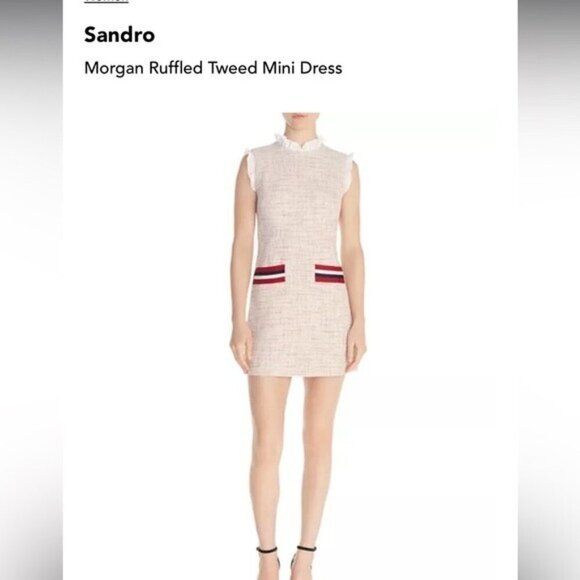 SANDRO PARIS - MORGAN RUFFLED TWEED MINI DRESS - Picture 1 of 10